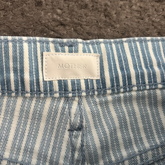 MOTHER Blue and White Flare Jeans with Pinstripe Pattern - Picture 2 of 6